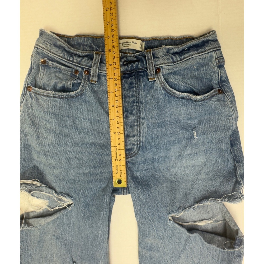 Abercrombie & Fitch 90s Baggy Low Rise Jeans Womens 27 Blue Distressed Grunge - Picture 7 of 9